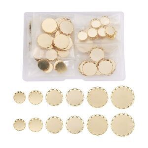 Craftdady 60pcs Golden Round Lace Edge Bezel Cup Pendant Tray 10-20mm Stainless